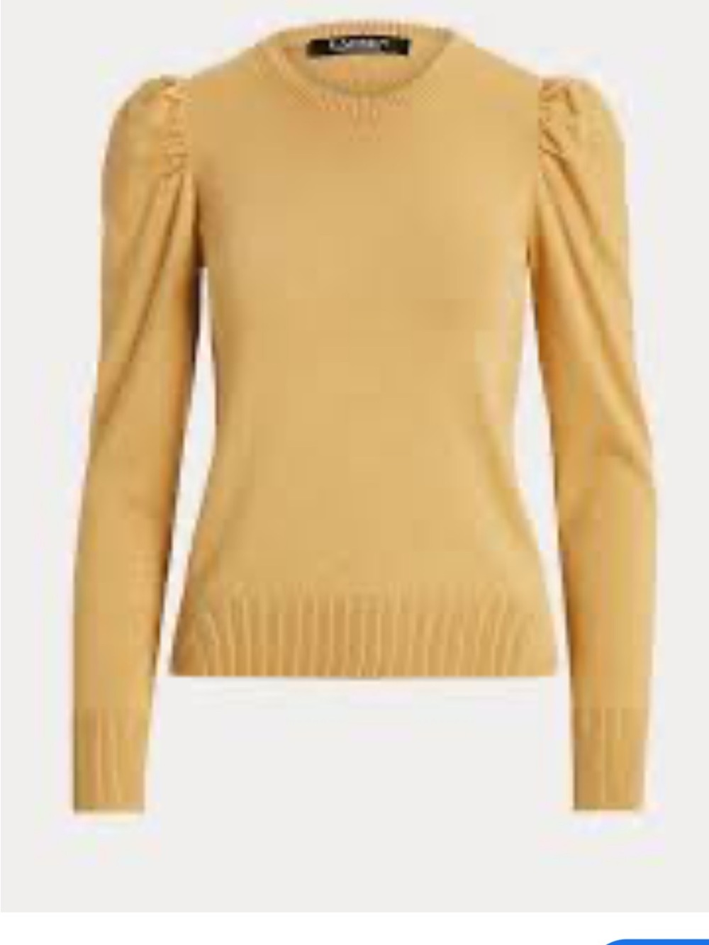 Lauren Ralph Lauren gold metallic Puff-Sleeve Crewneck Sweater cotton